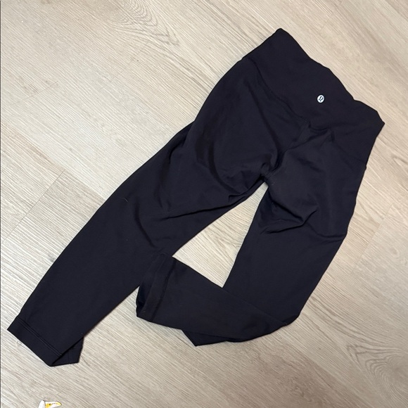 Lululemon Athletica Black Everlux Wunder Train High Rise Crop Tights Leggings - Picture 3 of 6